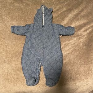 Baby Gap Quilted Chambray Bear One-Piece (Denim)